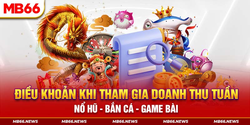 Điều khoản khi tham gia doanh thu tuần nổ hũ - bắn cá - game bài